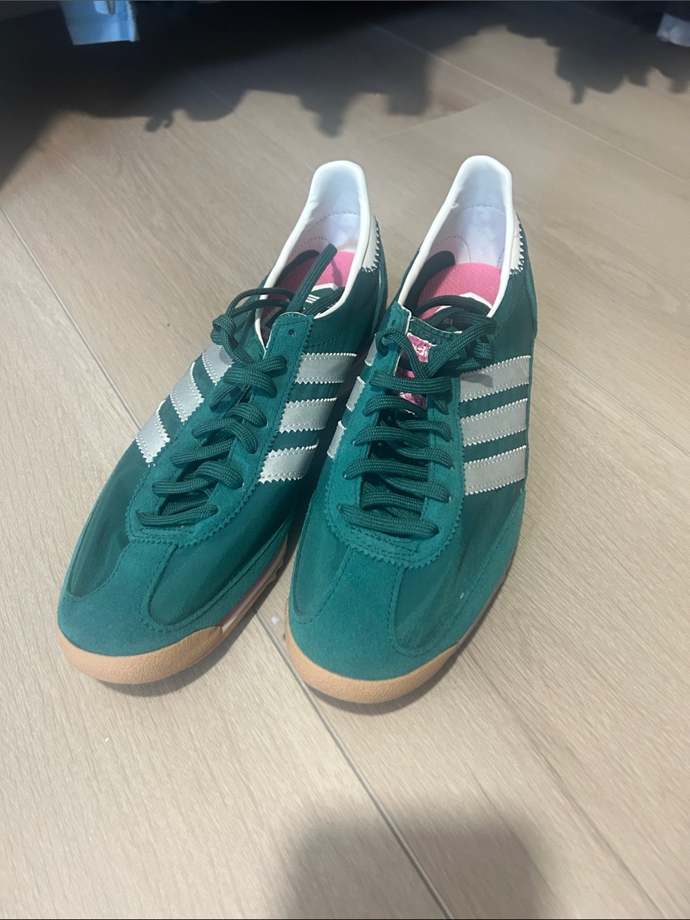 adidas Green and White Retro Runner Sneakers - Picture 2 of 5